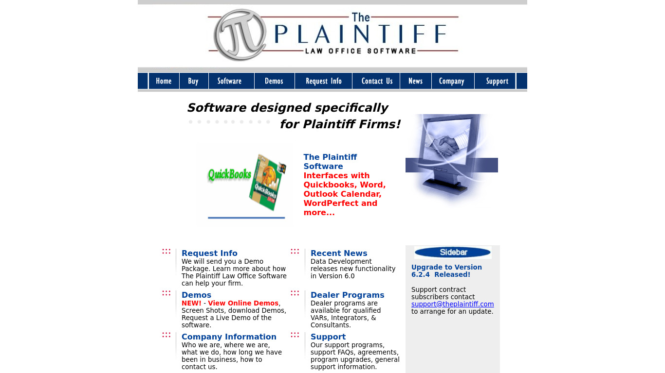 The Plaintiff Landing page