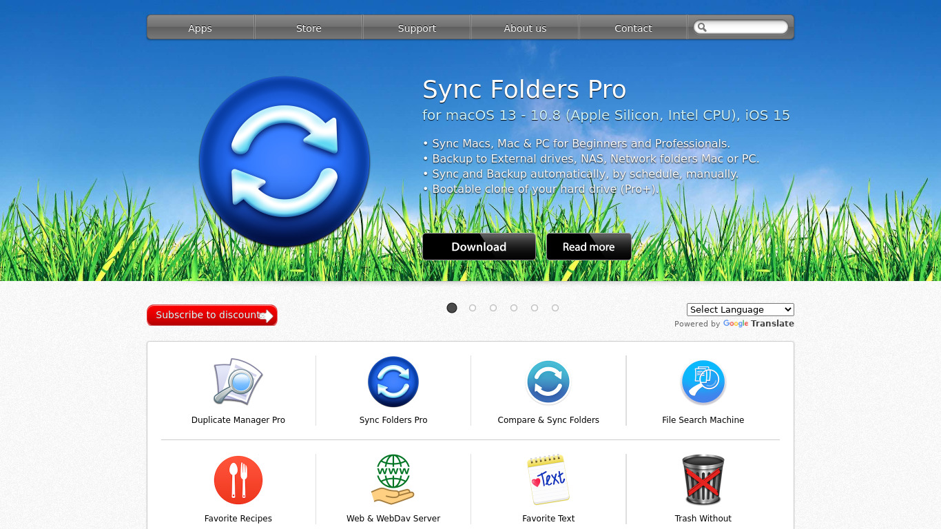 Sync Folders Pro Landing page