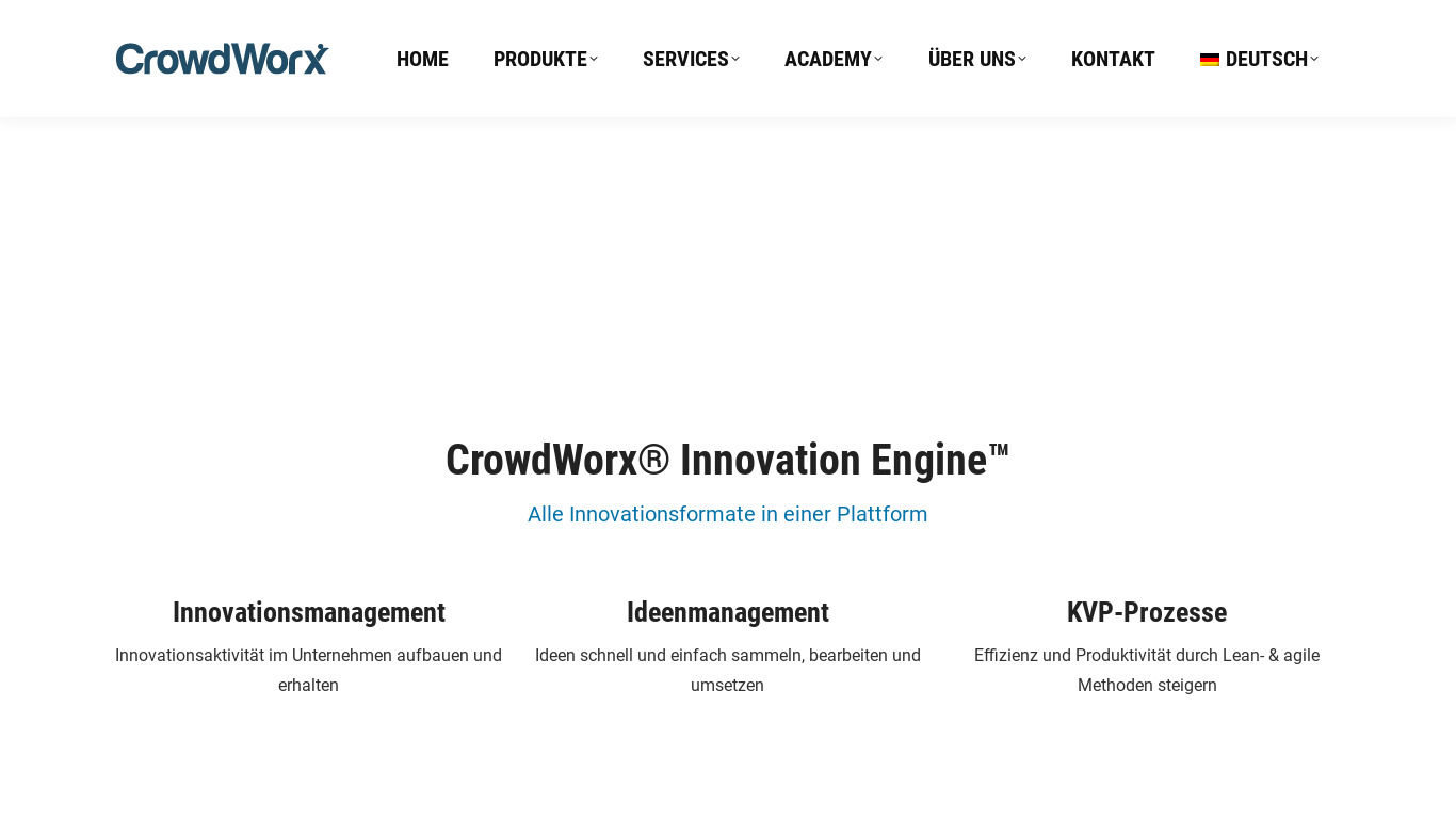 CrowdWorx Innovation Engine Landing page