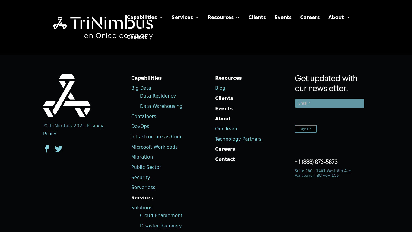 TriNimbus Technologies Inc. Landing page