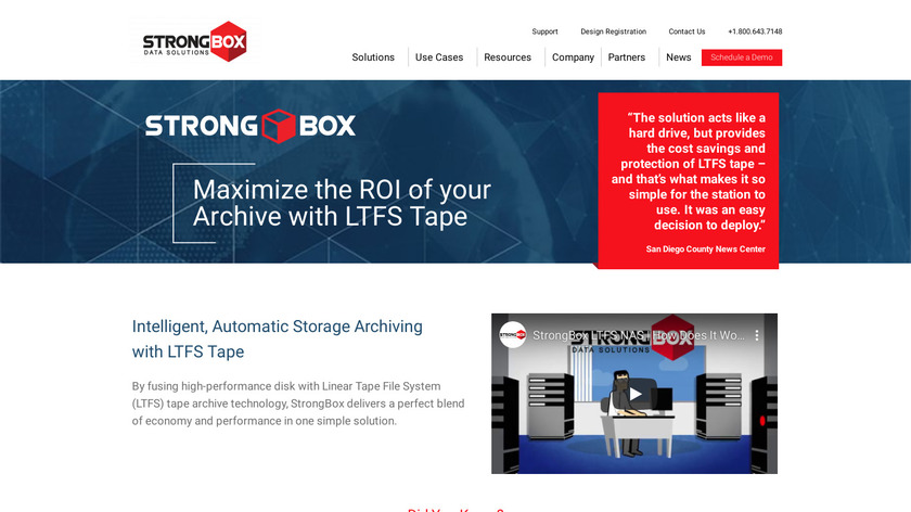 StrongBox LTFS Landing Page