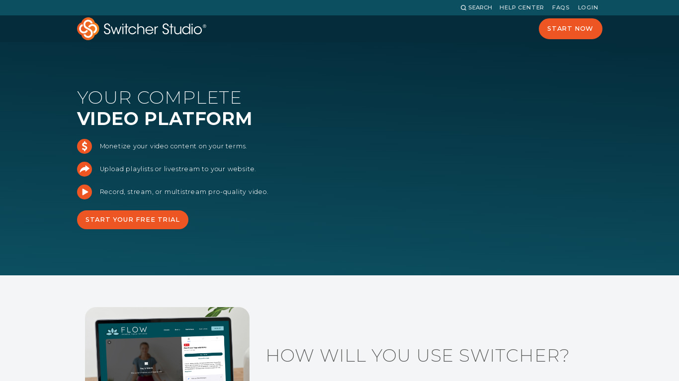 Switcher Studio Landing page