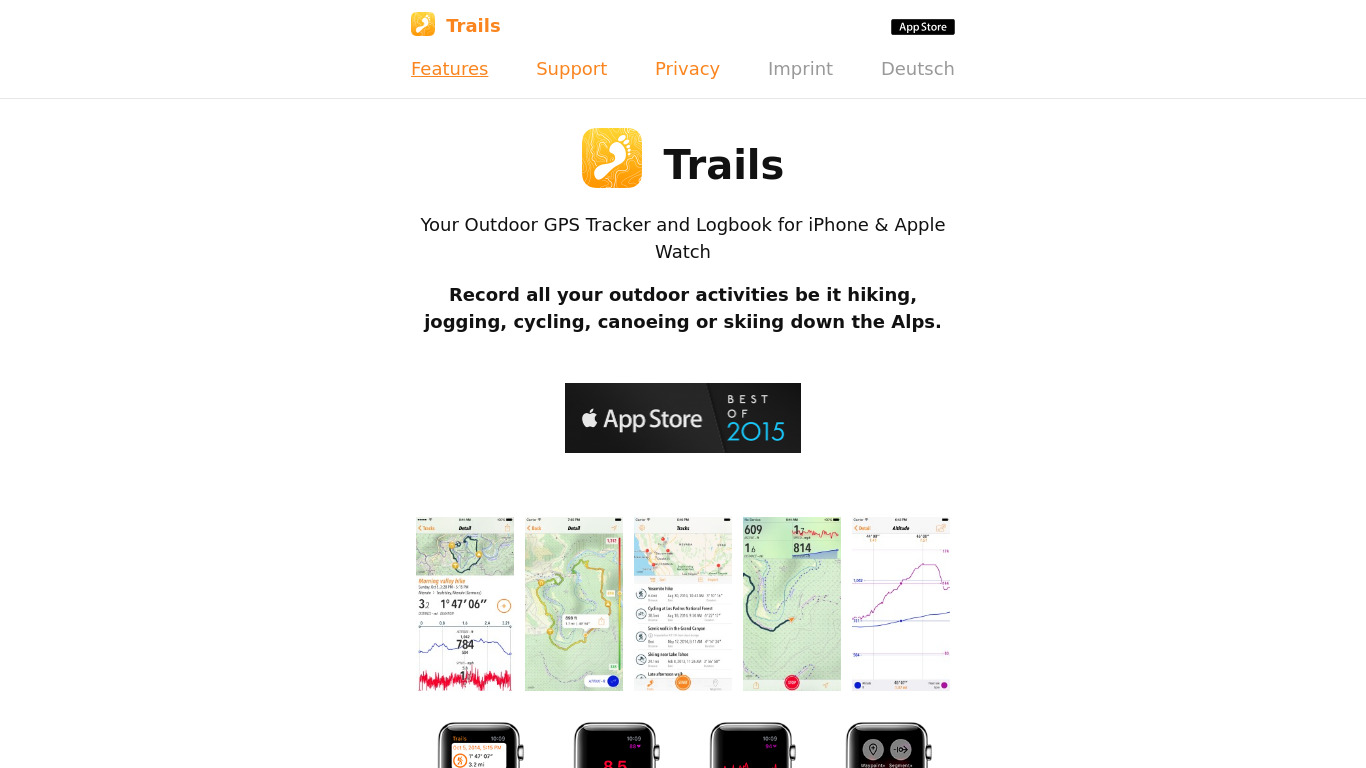 Trails - GPS tracker Landing page