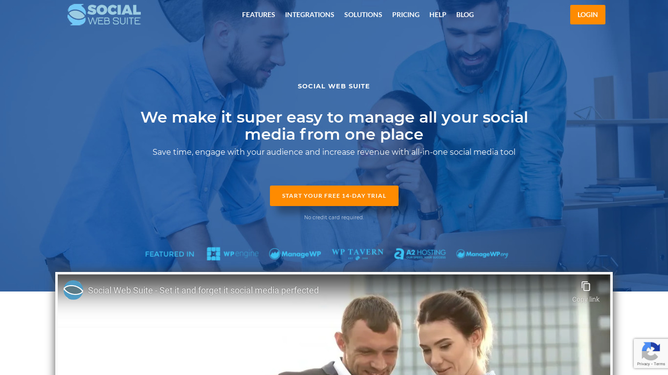 Social Web Suite Landing page
