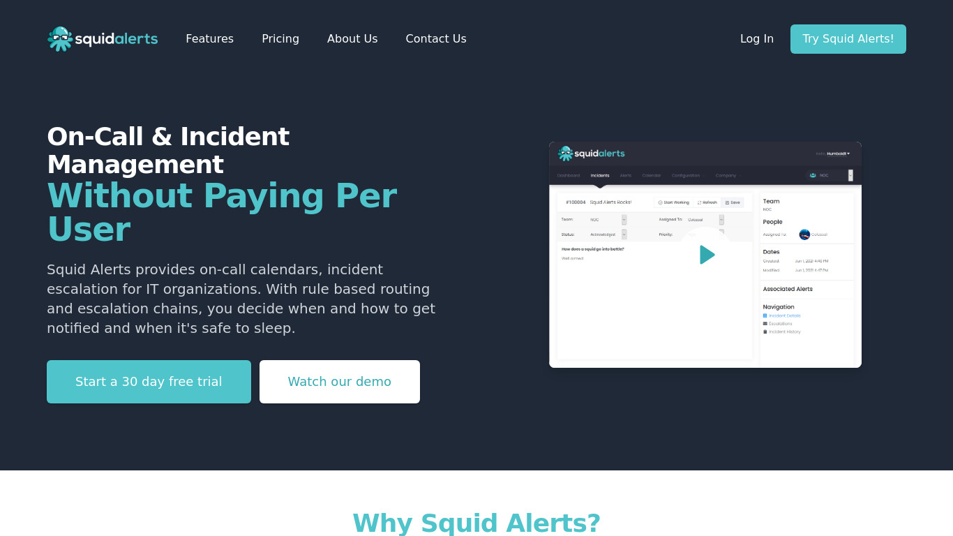 Squid Alerts Landing page