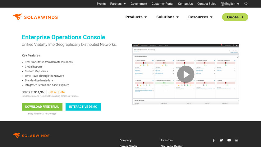 SolarWinds Enterprise Operations Console Landing Page