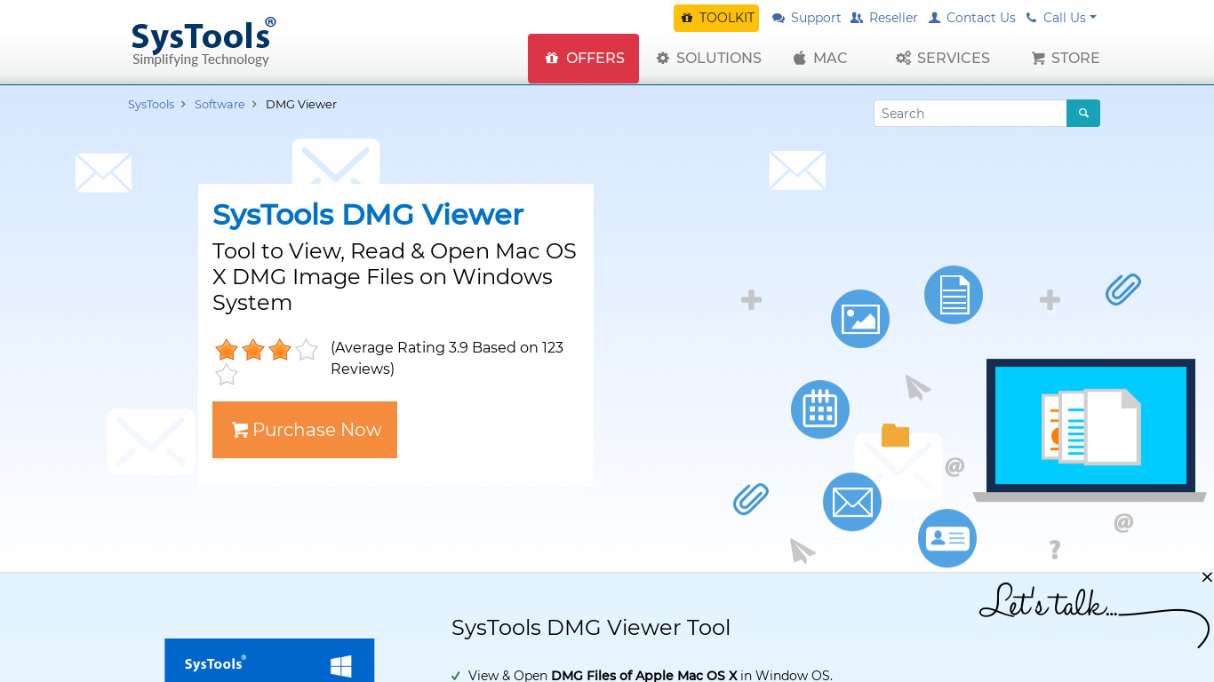 SysTools DMG Viewer Landing page