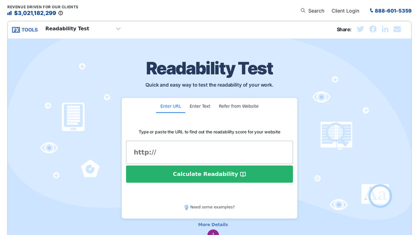 The Readability Test Tool Landing Page