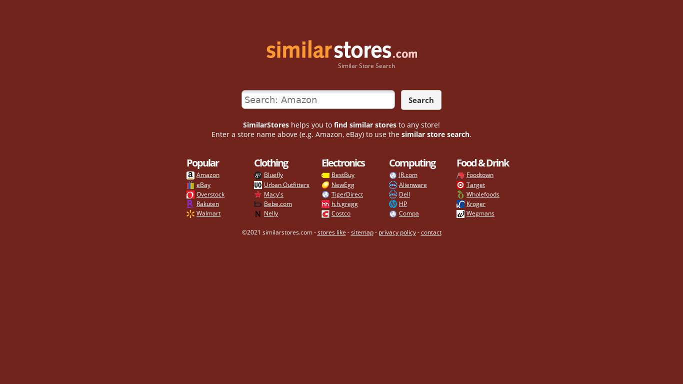 SimilarStores Landing page