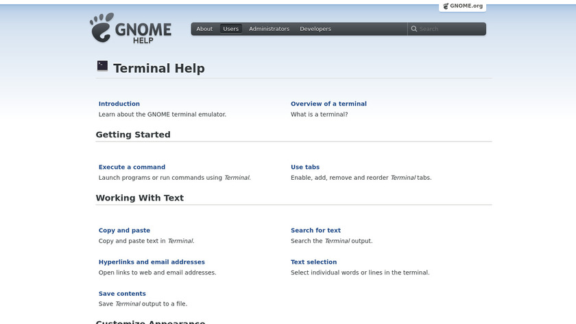 GNOME Terminal Landing Page