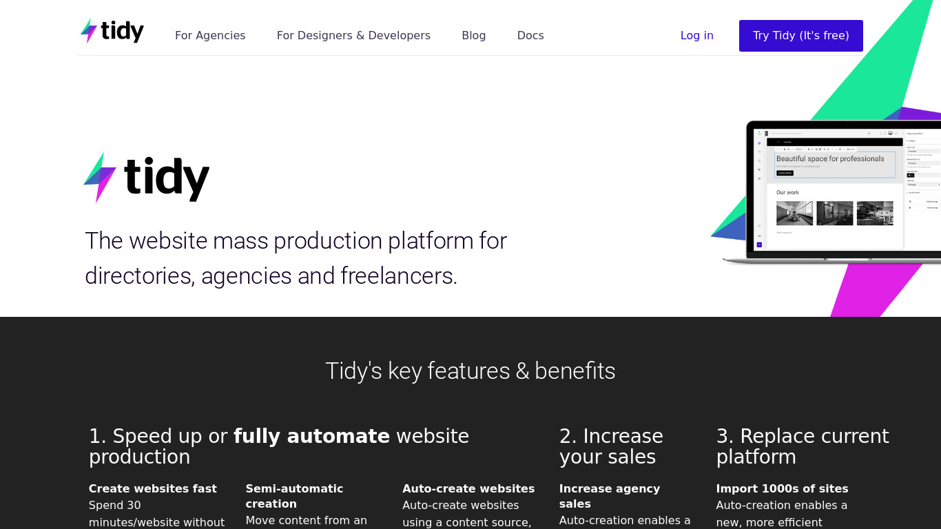 TidyCMS Landing page