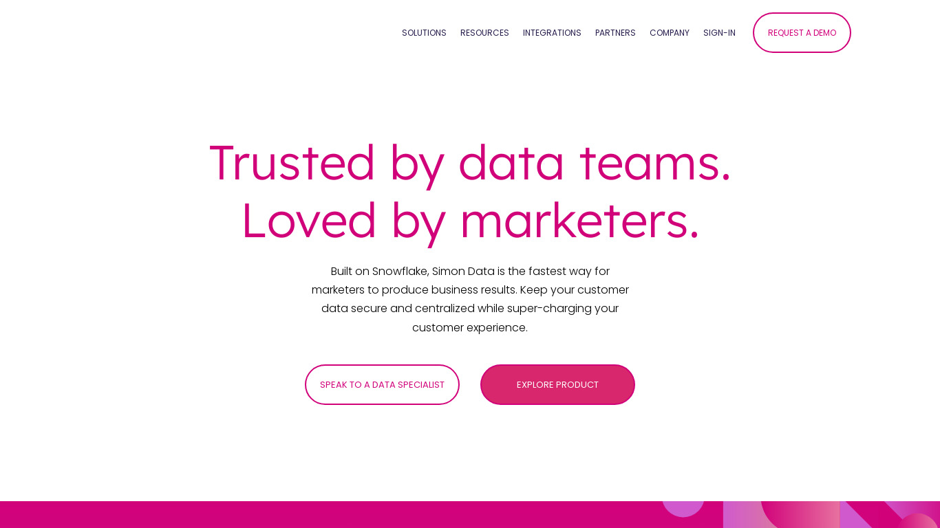 Simon Data Landing page