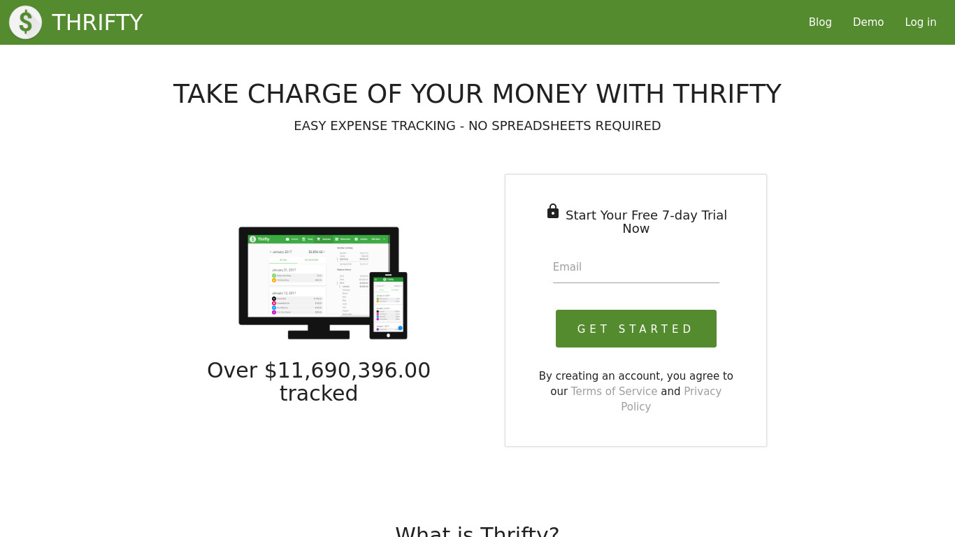 Thrifty Landing page