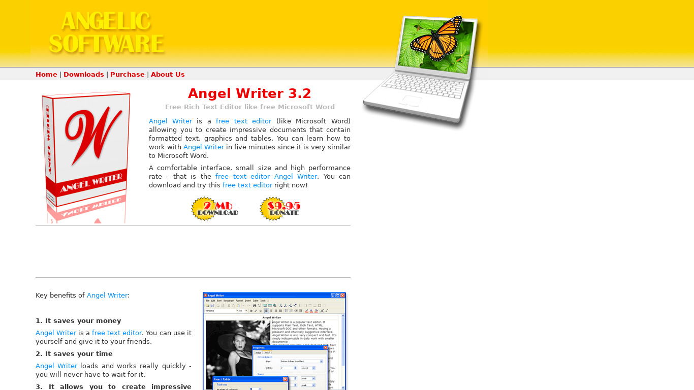 Angel Writer Landing page