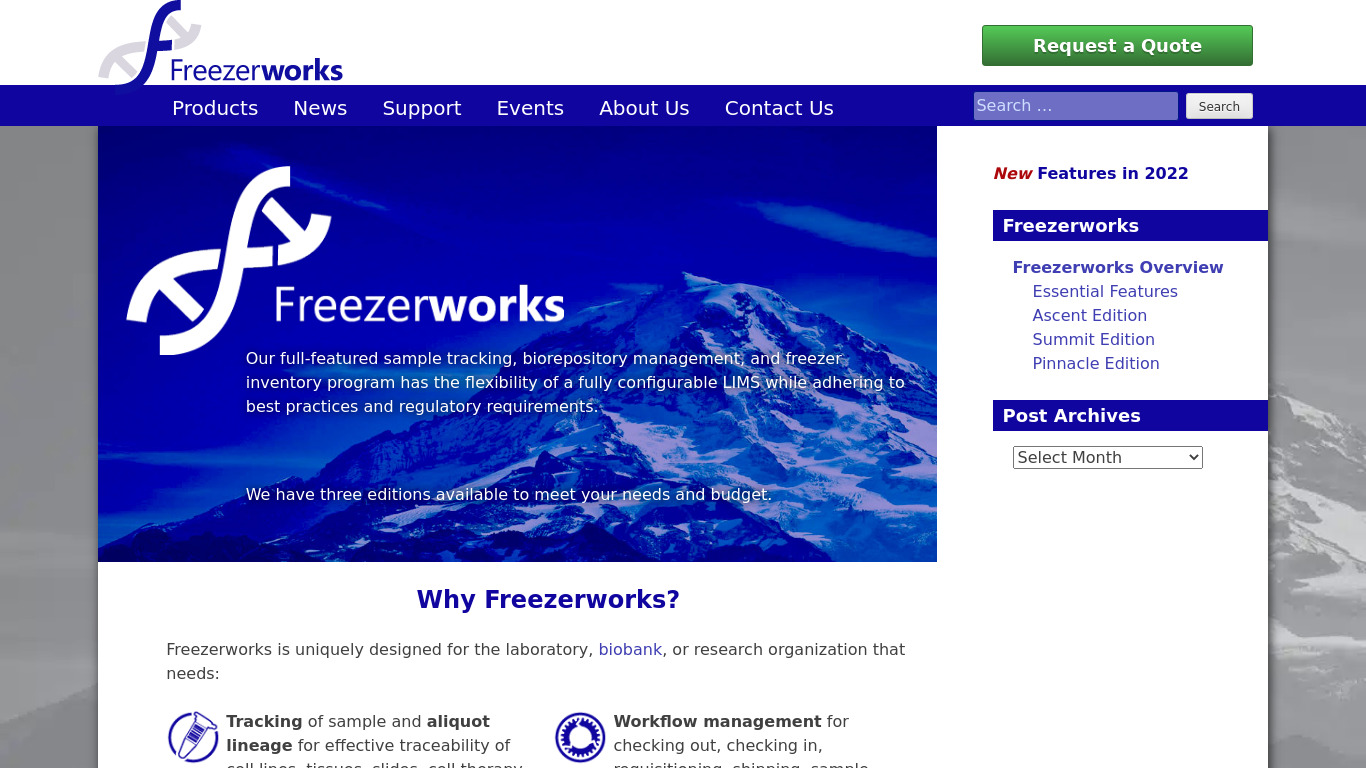 Freezerworks Landing page