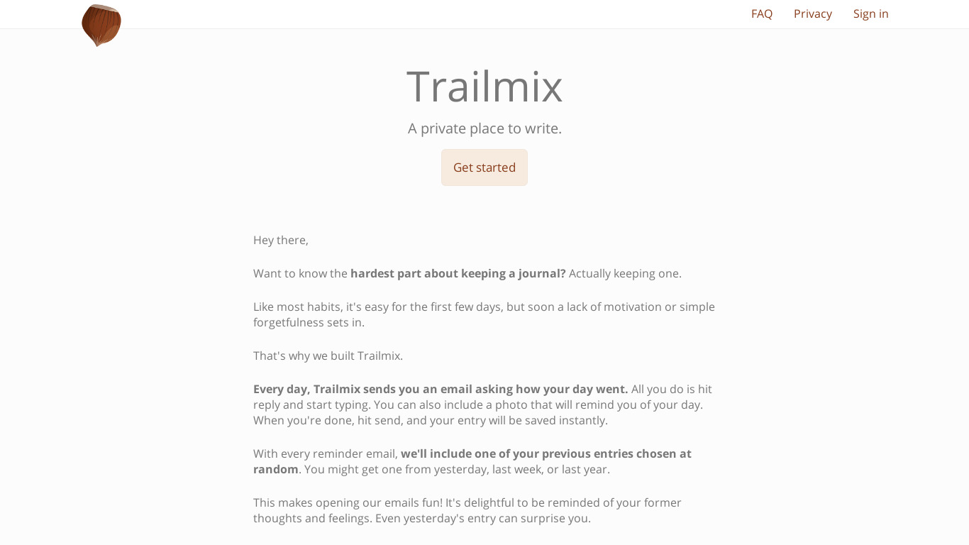 Trailmix Landing page