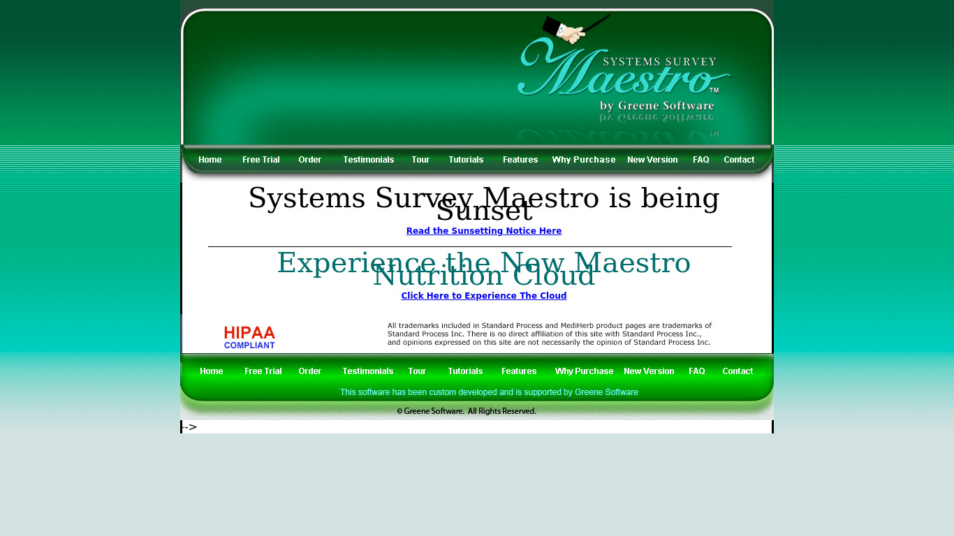 System Survey Maestro Landing page