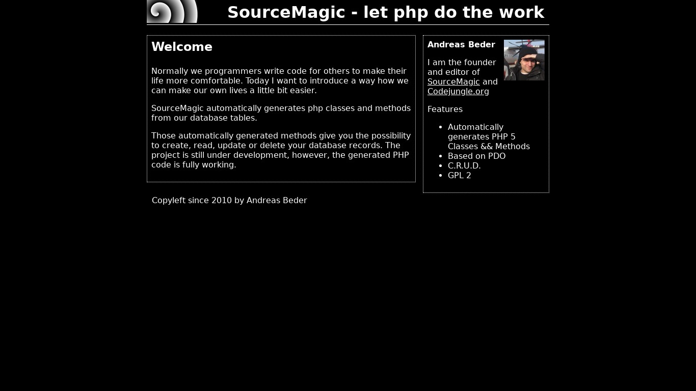 codejungle.org SourceMagic Landing page