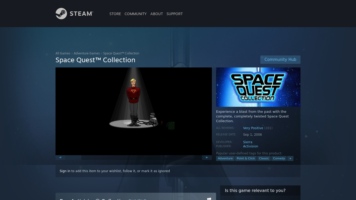 Space Quest Landing page