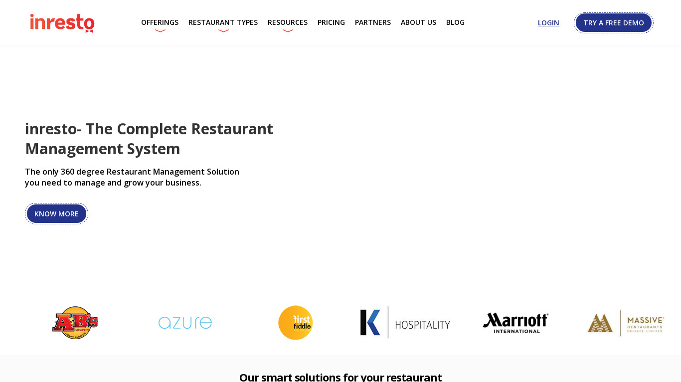 Torqus Restaurant Management Landing page