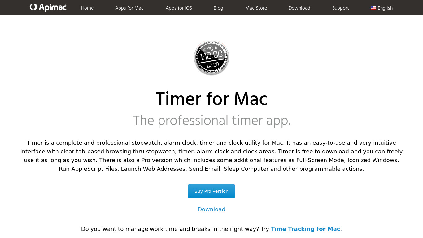 Timer for Mac Landing page