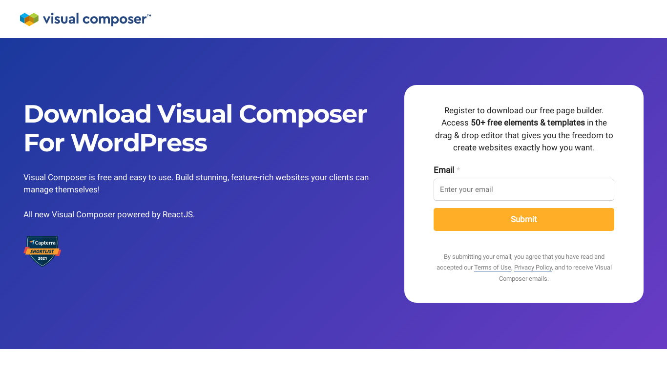 Visual Composer Website Builder Landing page