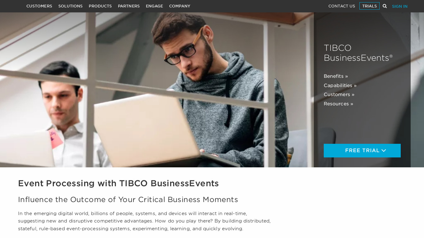 TIBCO BusinessEvents Landing page
