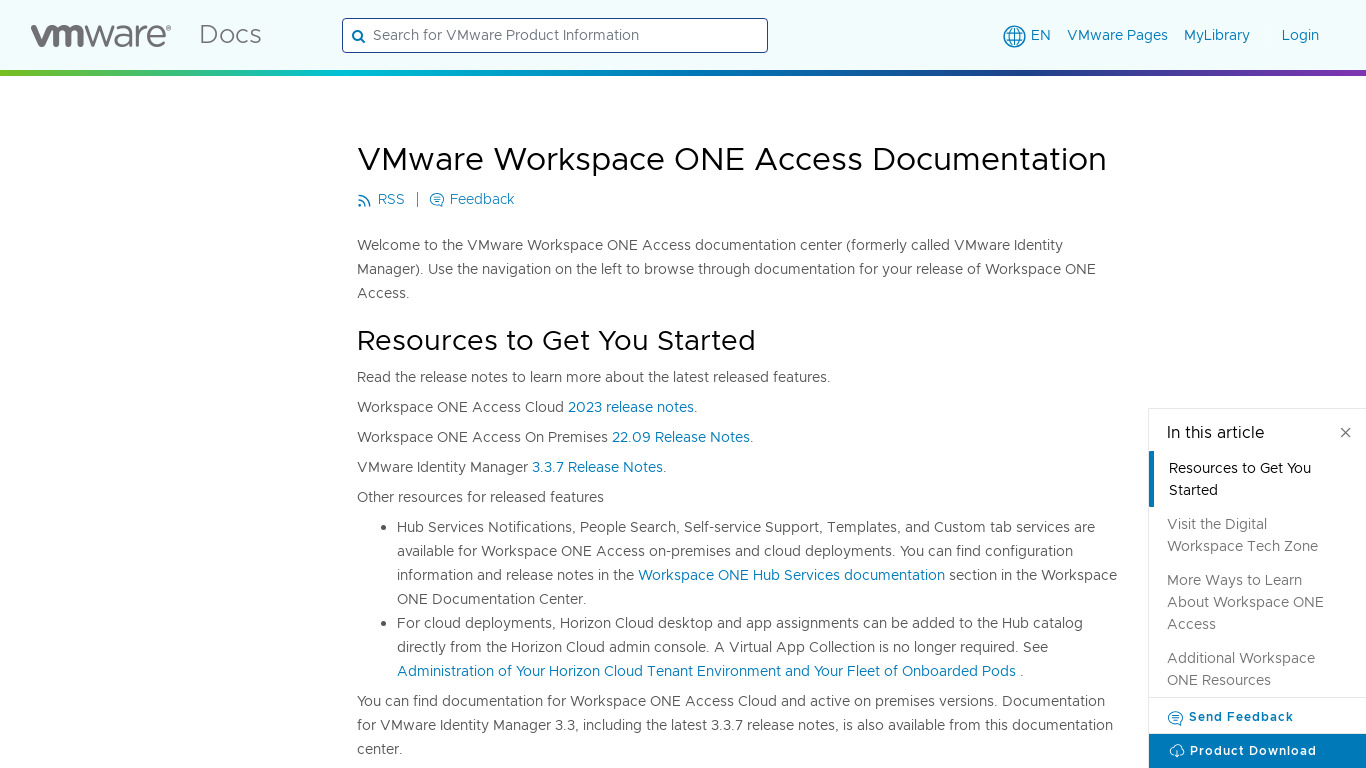 VMware Identity Manager Landing page