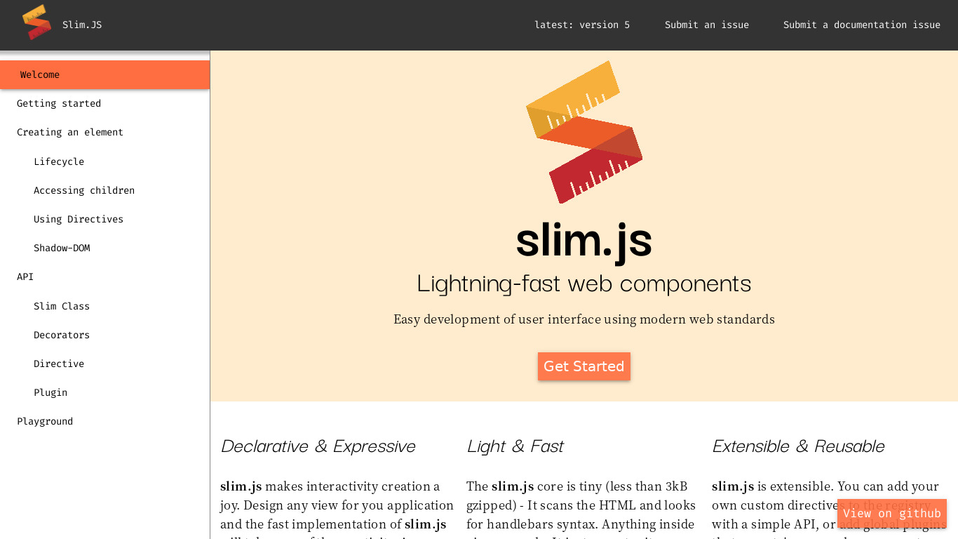 slim.js Landing page