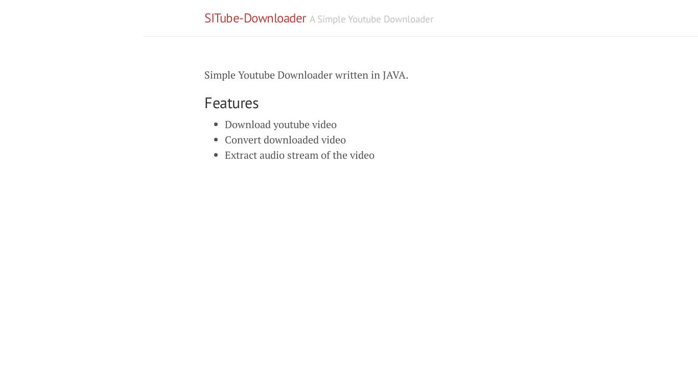SITube Downloader Landing page