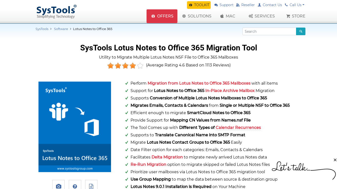 SysTools Mail Migration Office 365 Landing page