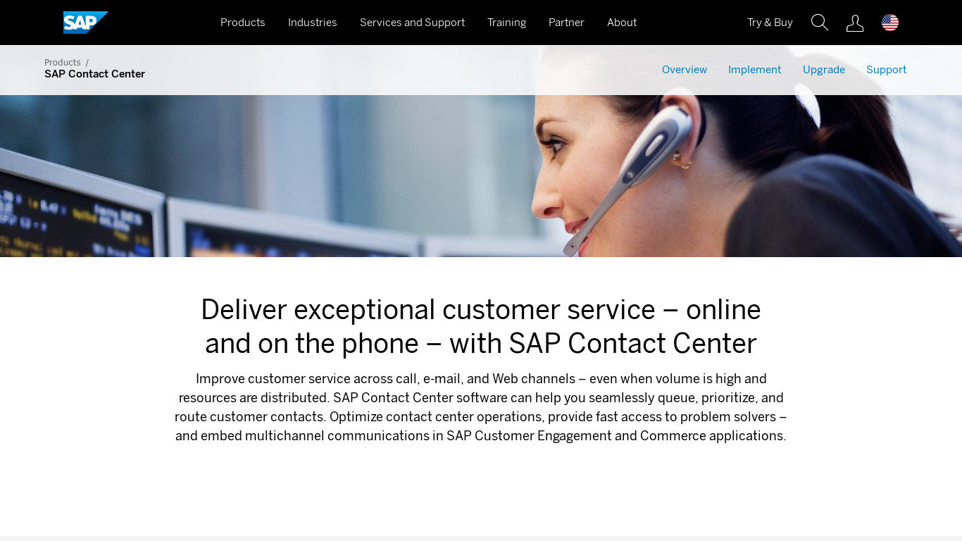 SAP Contact Center Landing page