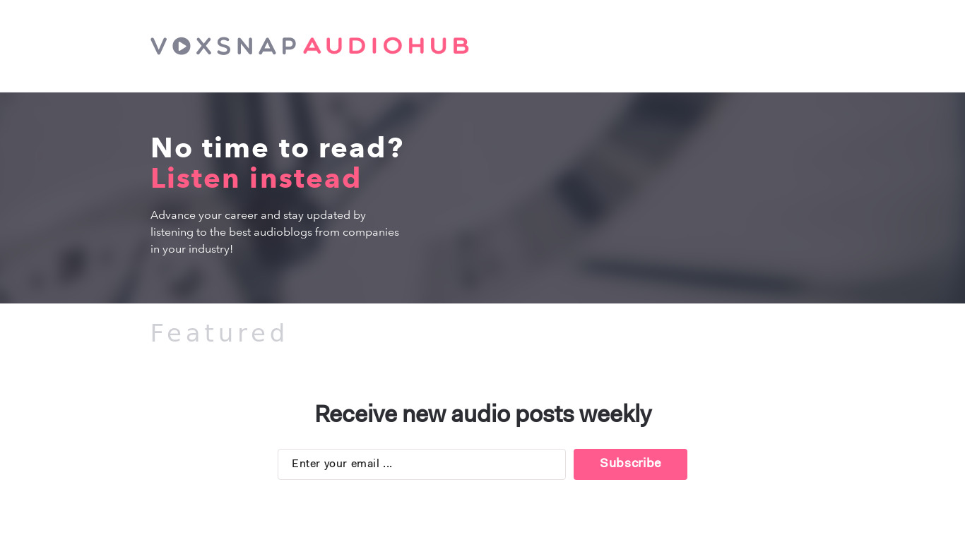 Audiohub Landing page