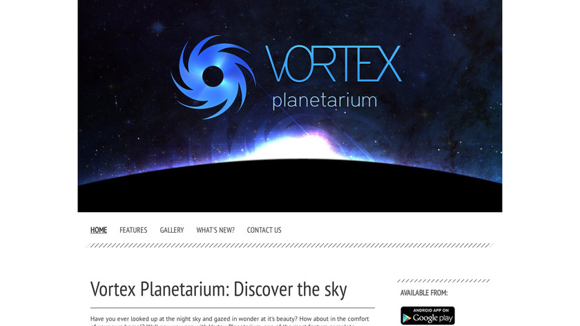 Vortex Planetarium Landing Page