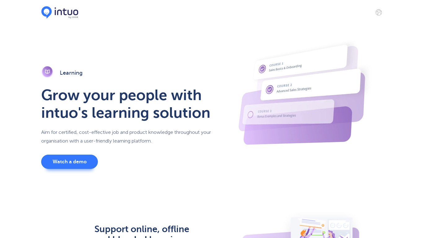 INTUO Learn Landing page