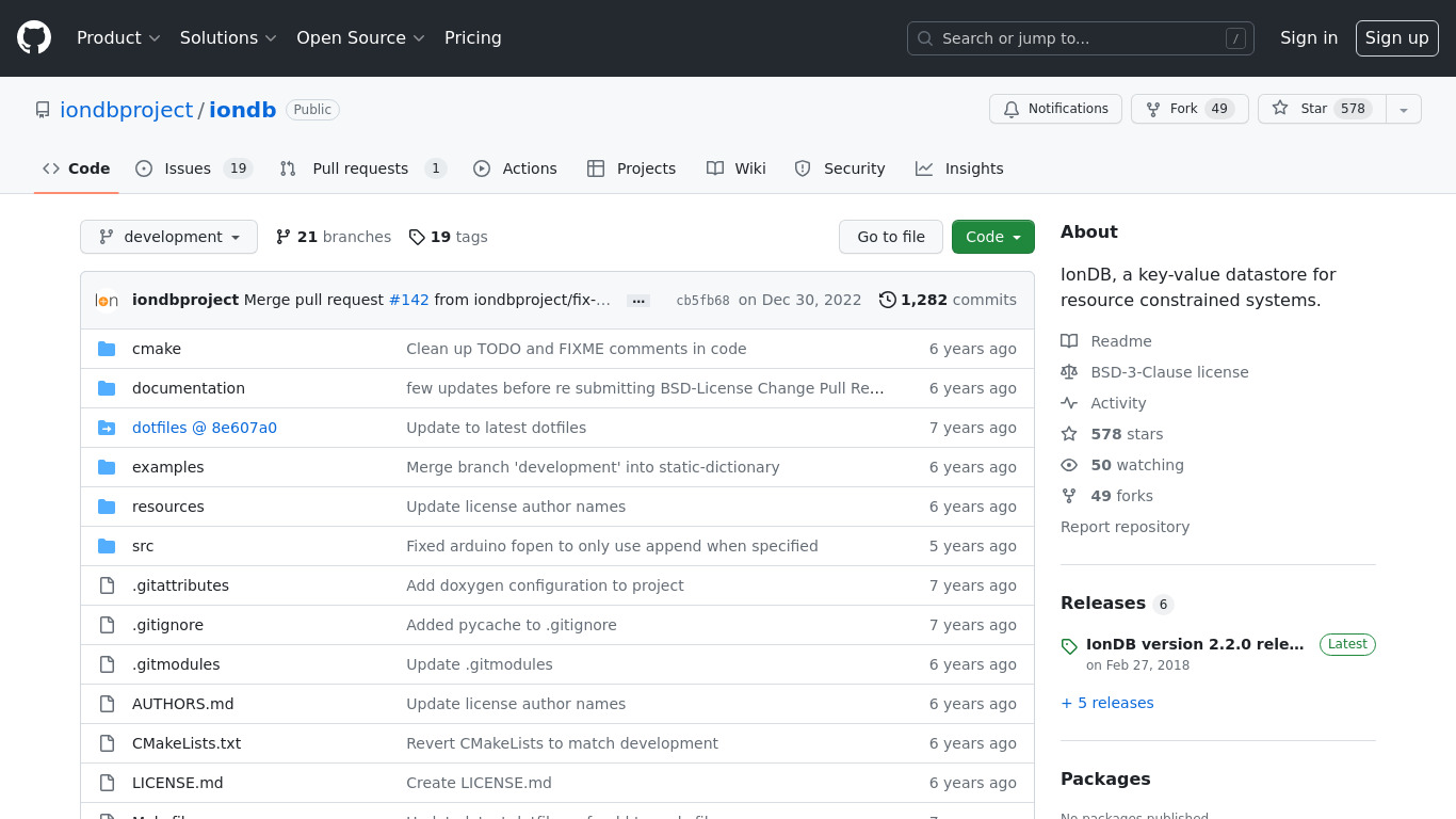 IonDB Landing page