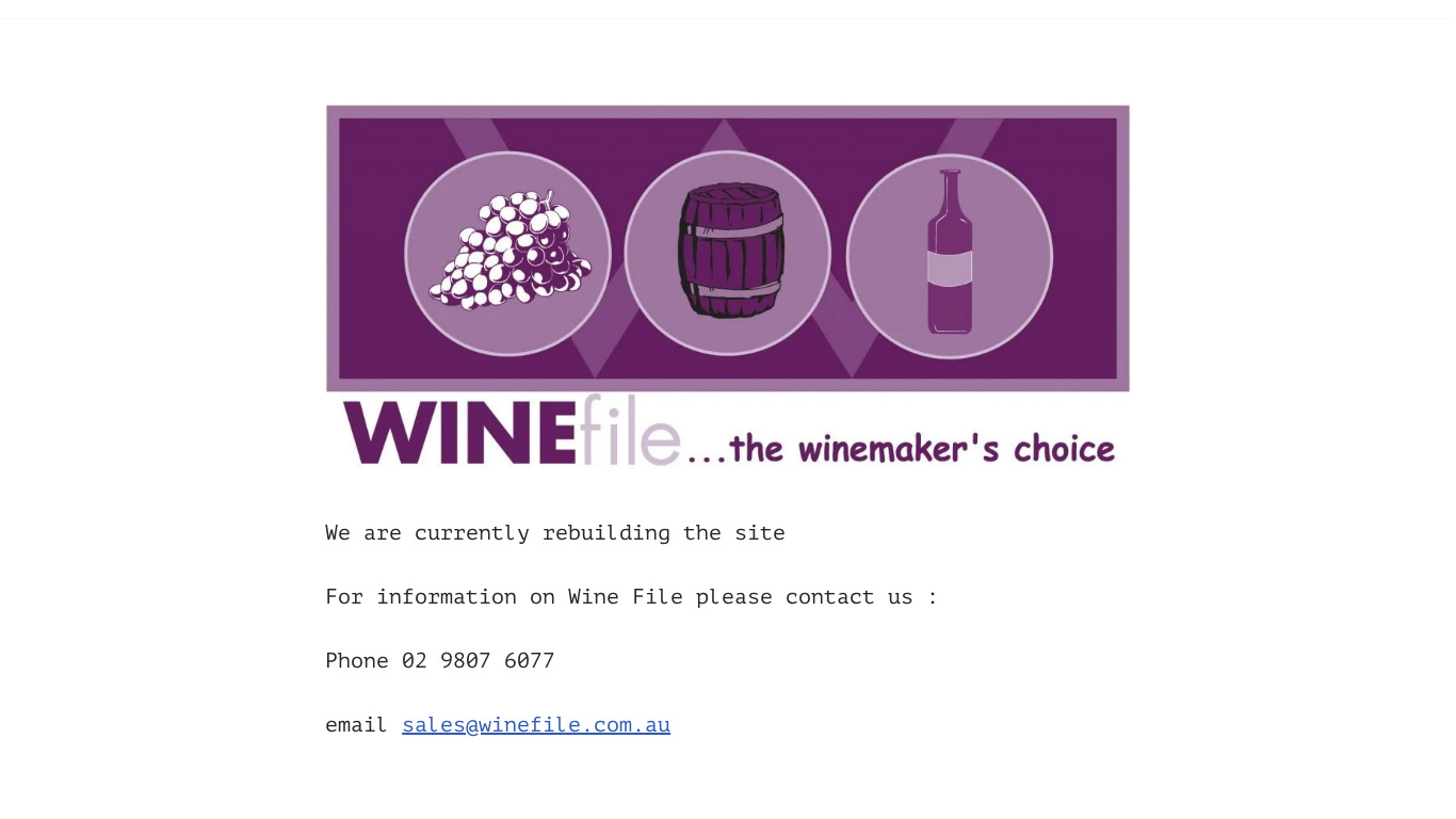 Wine File Winery Manager Landing page