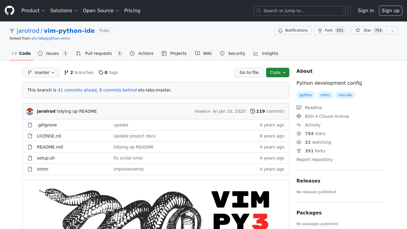 Vim Python IDE Landing page