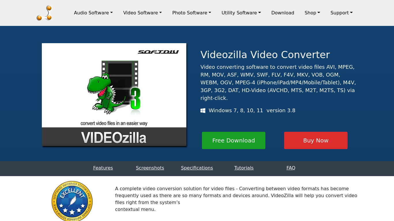 Videozilla Video Converter Landing page