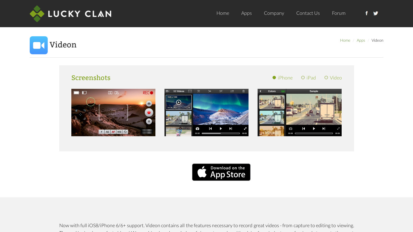 Videon Landing page