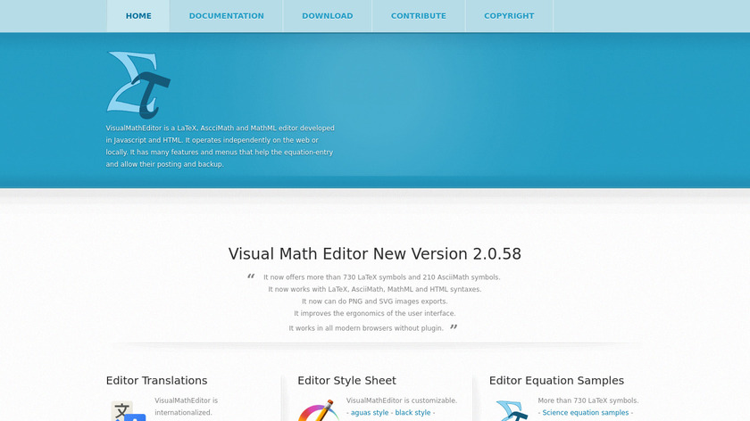 Visual Math Editor Landing Page
