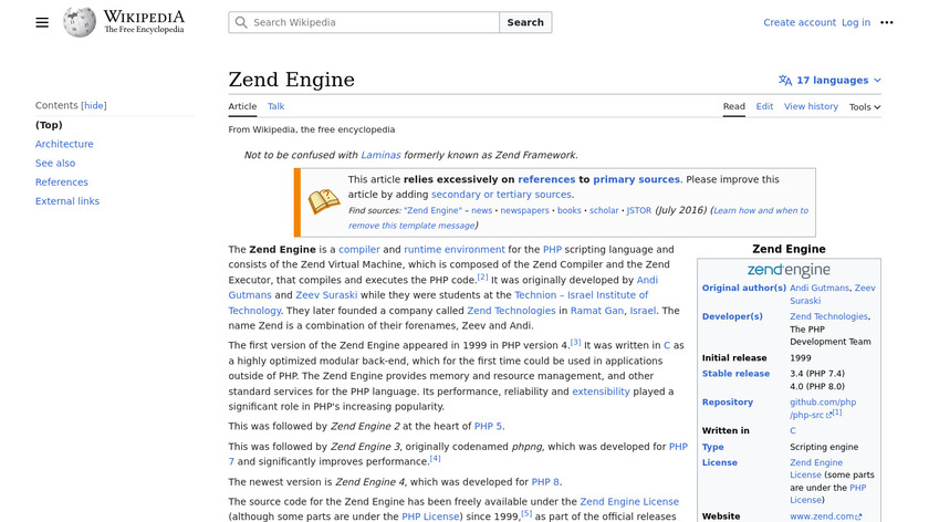 Zend Engine Landing Page