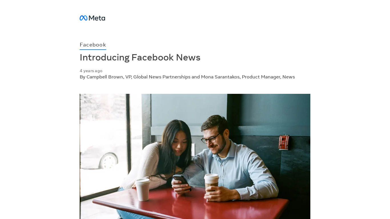 Facebook News Landing page