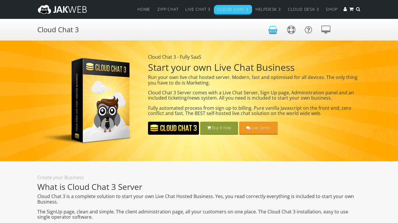 Cloud Chat 3 Landing page