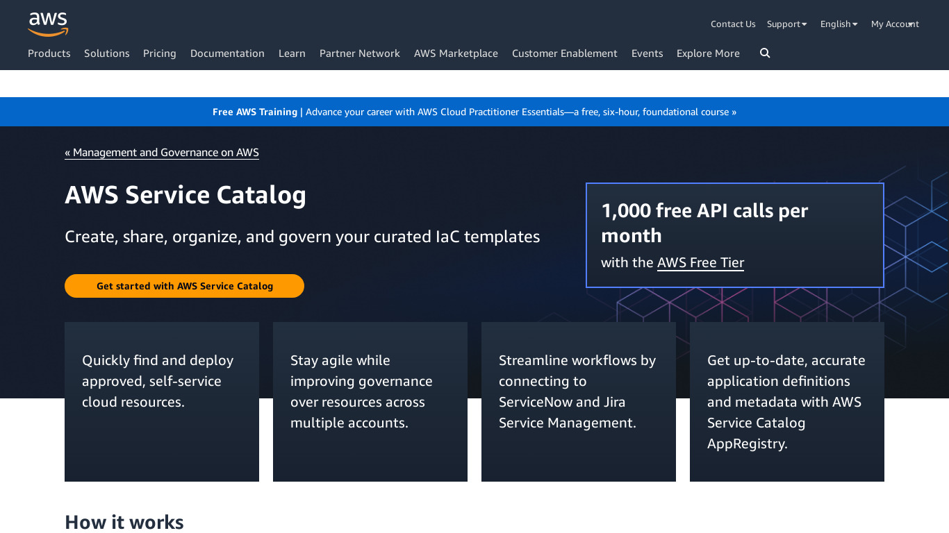 AWS Service Catalog Landing page