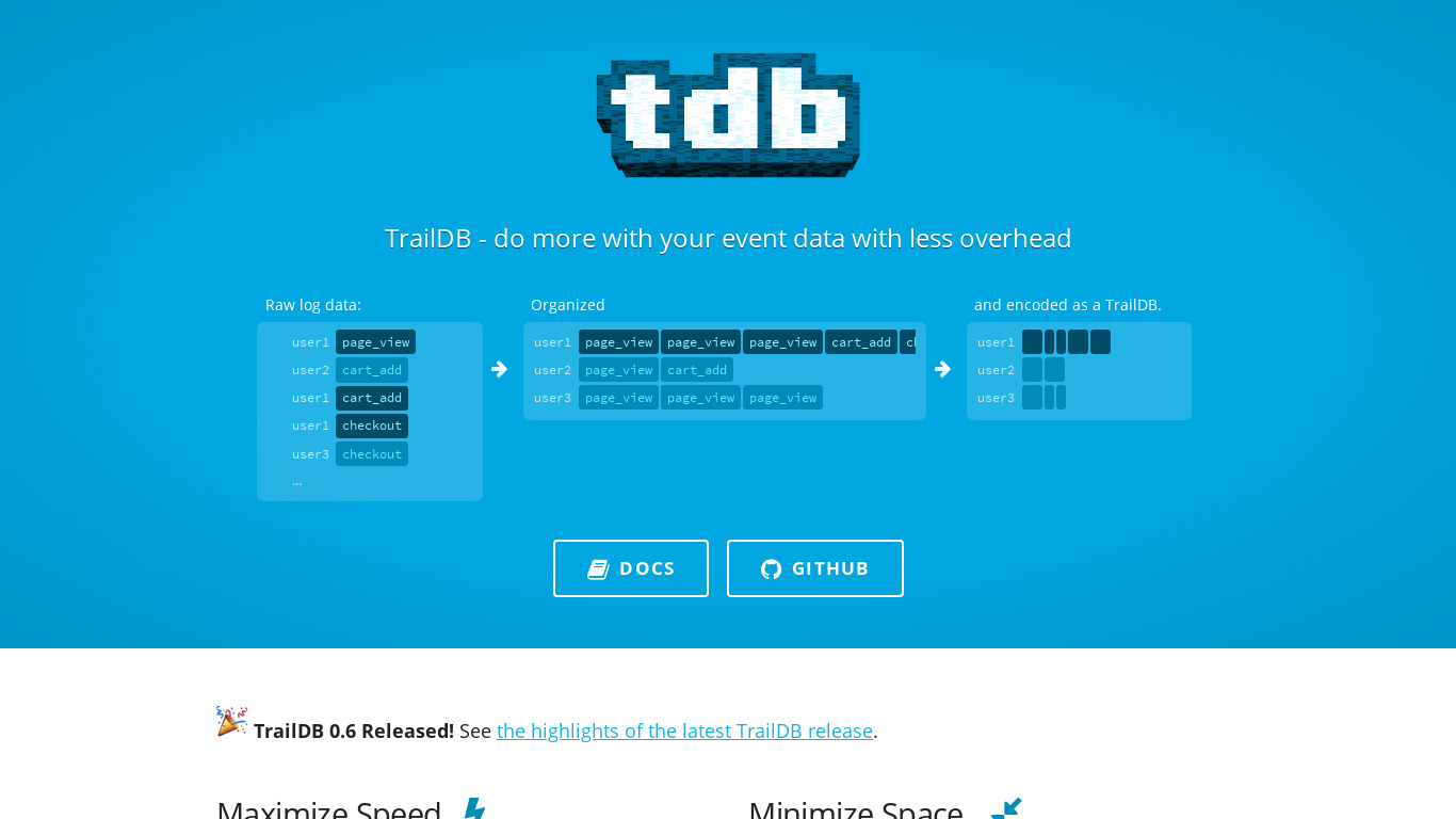 TrailDB Landing page