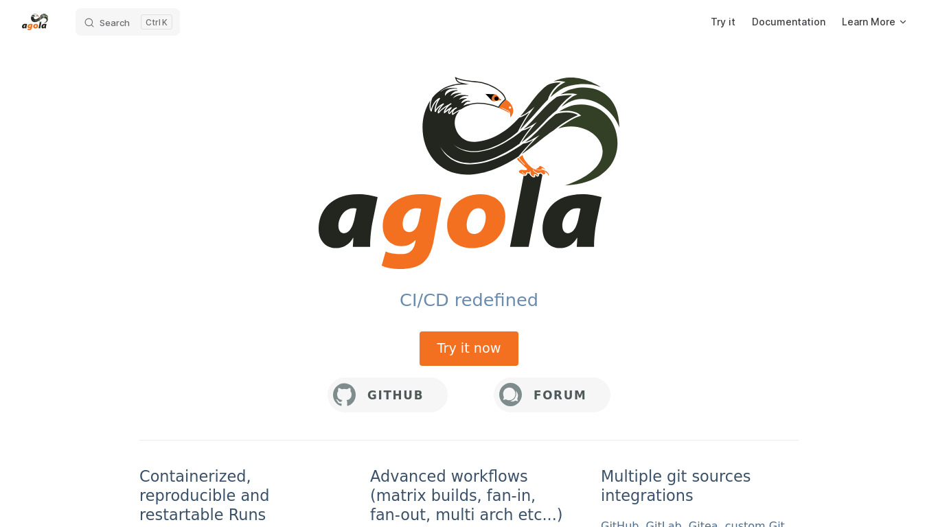 Agola Landing page