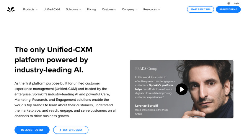 Sprinklr Core Landing Page