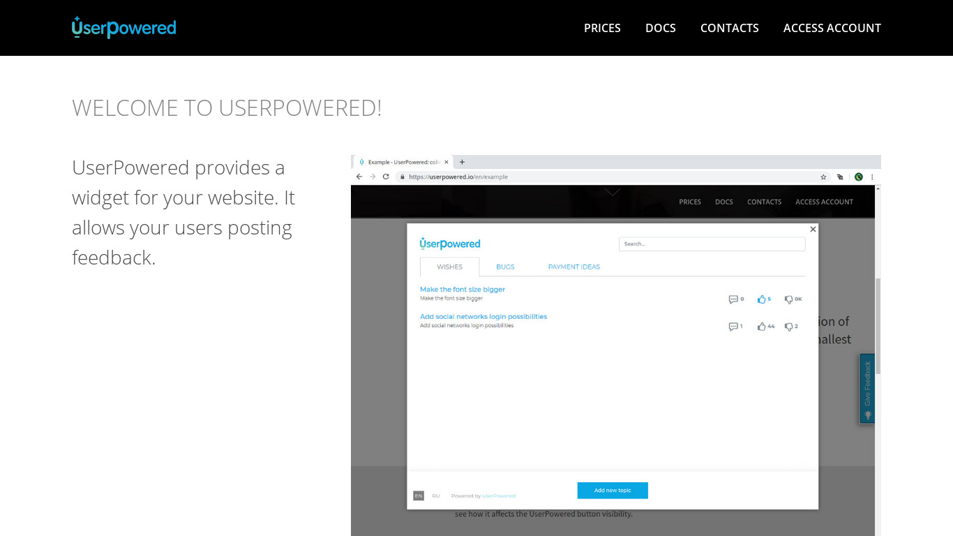 UserPowered Landing page