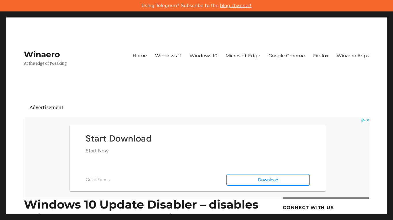 Windows 10 Update Disabler Landing page